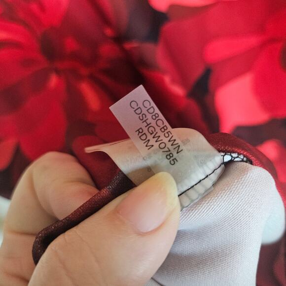 Calvin Klein Red Floral Bell Sleeve Sheath Dress Women's Size 6 Work Office Date - Picture 11 of 12